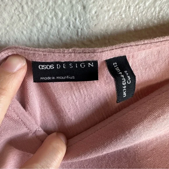 ASOS Pink Tie Shoulder Summer Babydoll Dress Women’s Size 12 Large - Picture 3 of 5